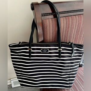 Kate Spade Wilson Road Tayla French Black and White Striped Tote Bag